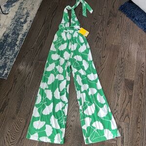 Halter Ginkgo Green Jumpsuit - DVF for Target, Size XXS